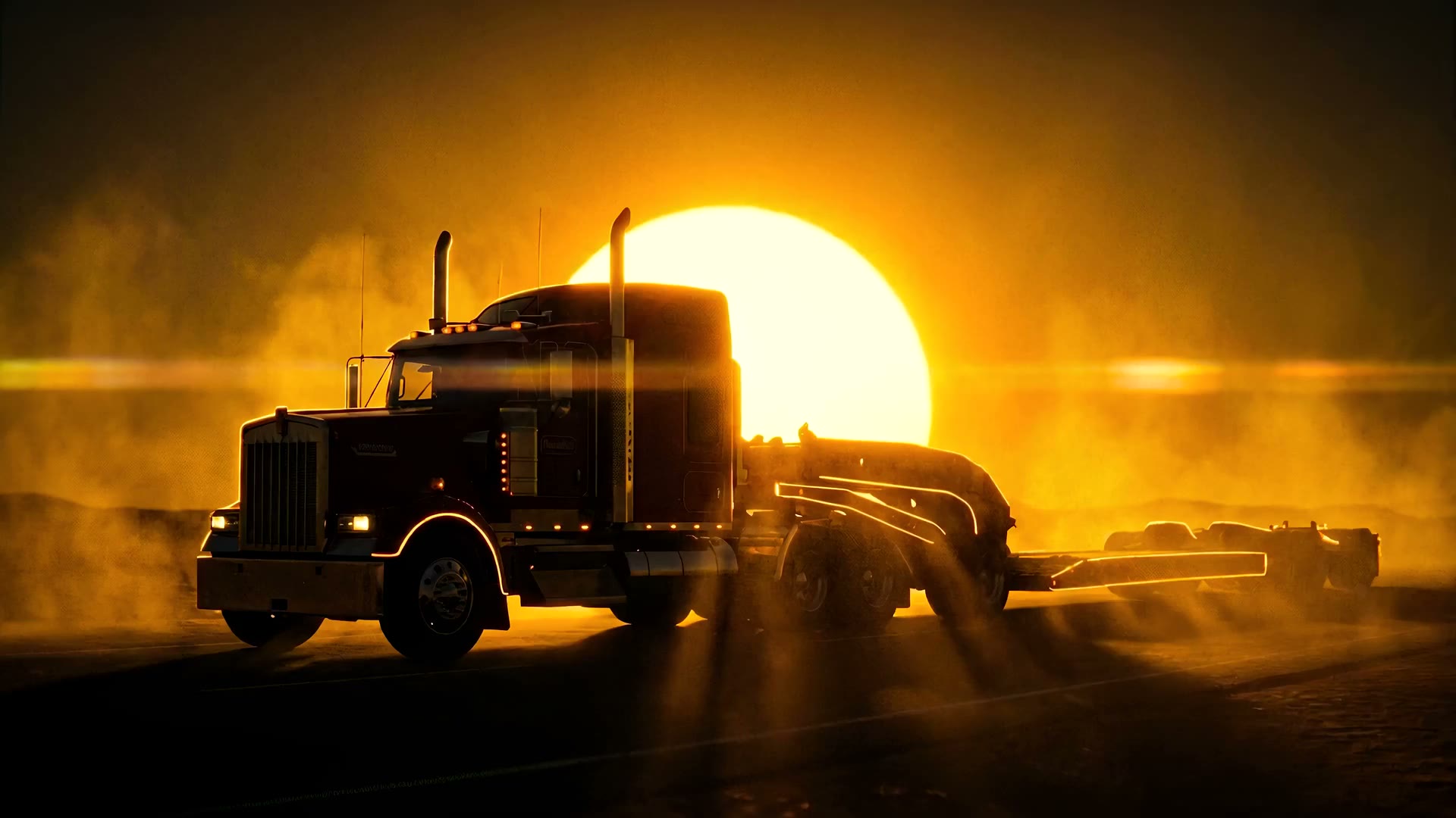 Pacesetter heavy-haul trailer at first light